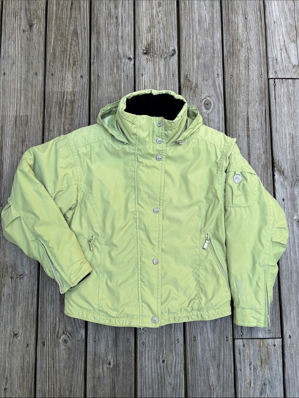OBERMEYER | Lime Green Vintage Bomber Thermolite Retro Ski Jacket | Size 8